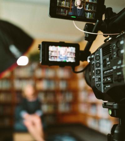 Filming in the library