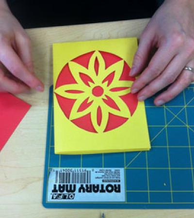 Hand-made card for Valentine’s Day created at the Greenpoint branch of the Brooklyn Public Library.