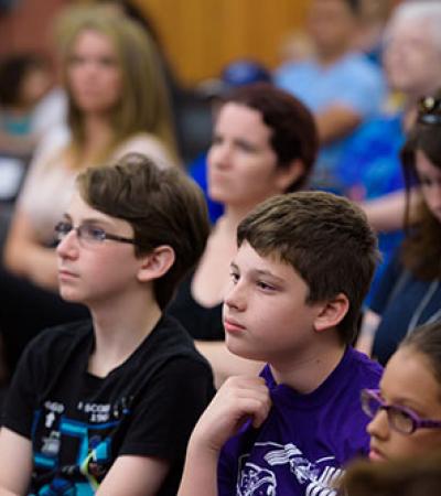 Children participating in NASA downlink