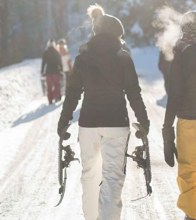 Two people snowshoeing 