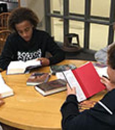 Kids participating in book speed dating