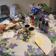 Afternoon tea table setup with prizes