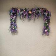 Purple hanging flower photo backdrop