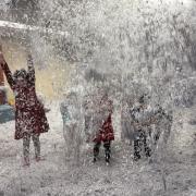 Kids playing in the "snow"