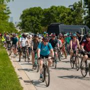 Bikers during the ride