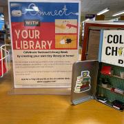 Photograph of a finished mini-library and display 