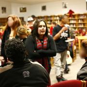 Students at open mic