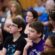 Children participating in NASA downlink