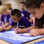 Children participating in NASA downlink