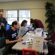 Community members explore the different screenings offered at the Health and Safety Fair.