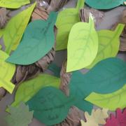 Photograph of paper green leaves