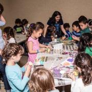 Children participating in crafting activities