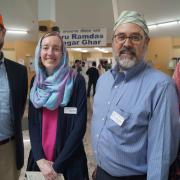 Representatives from the library at the Interfaith Discussion about Holy Books