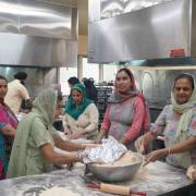 Preparing the food for dinner.