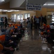 Attendees dining together. 