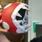 foam sphere decorated into piranha plant head