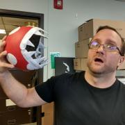 foam sphere decorated into piranha plant head