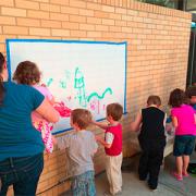 Group working on mural project