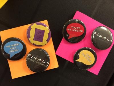 Friends buttons with iconic sayings