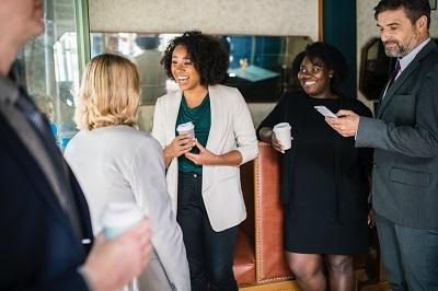 a group of people talking