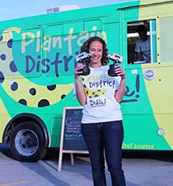 Woman outside food truck