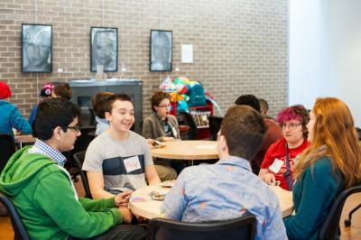 Teens talking in groups