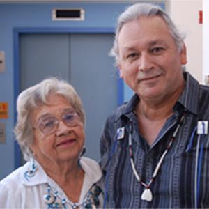 Luiseño elder Clara Foussat Guy with Capt. Mel Vernon at “Payomkawishum”.