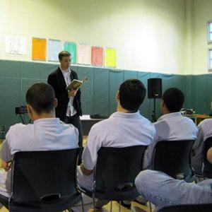 Coert Vorhees visits teens at the Gardner Betts Juvenile Justice Center in Austin, Texas.