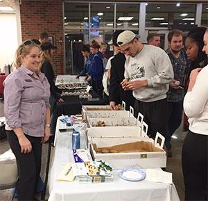 Students sampling food