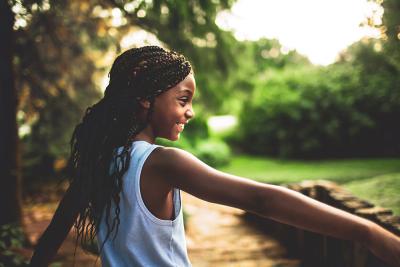 girl playing outdoors